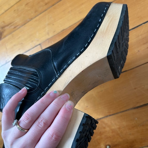 Swedish Hasbeens Chelsea Plateau Boot Booties black leather size 38 - Picture 4 of 7
